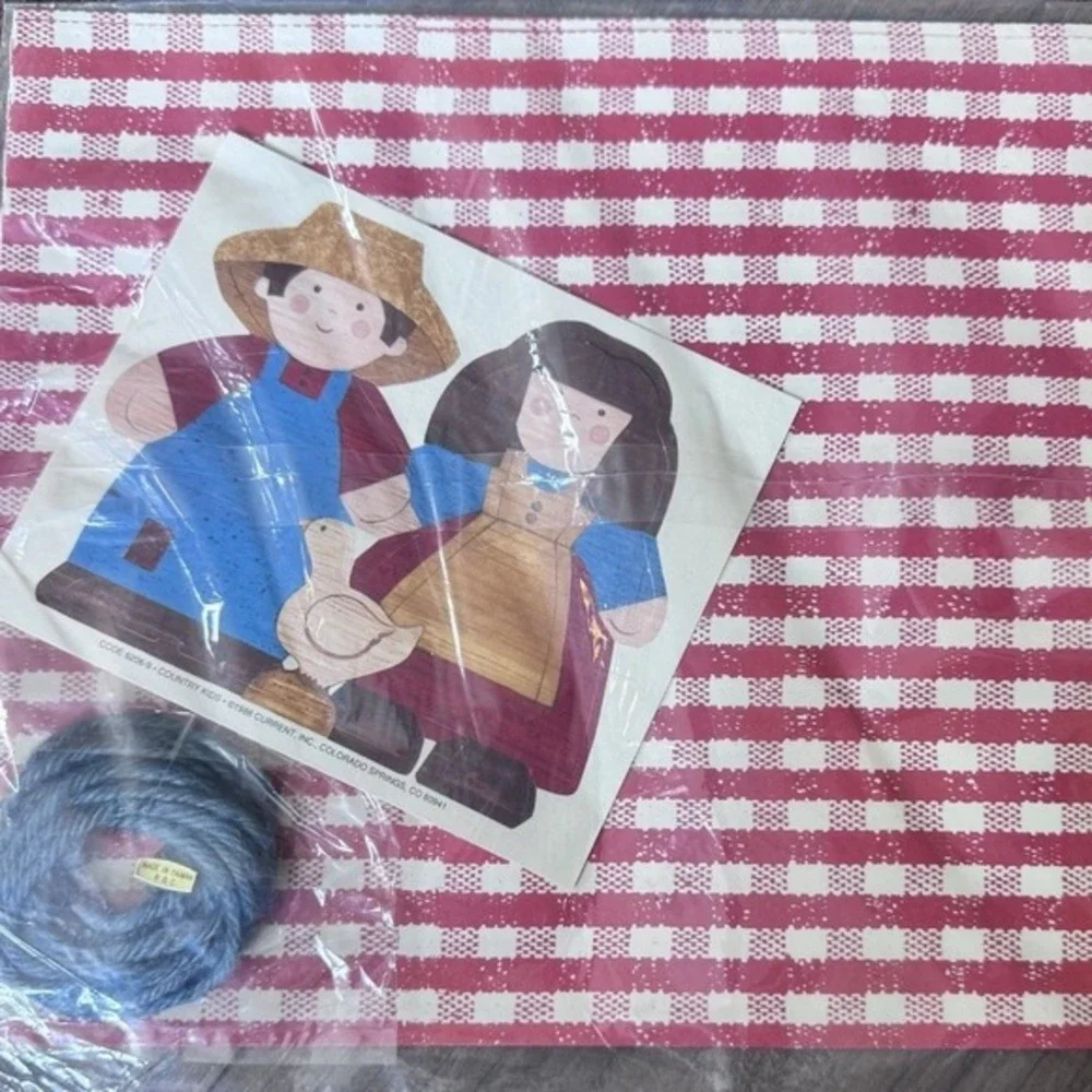 VTG 80s Folk Art‎ Country Schoolhouse Amish Gift Wrap Paper Current Inc NOS